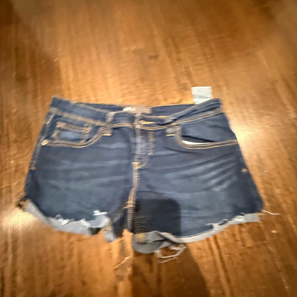 Levi's Dark Blue Distressed Denim Cutoff Shorts